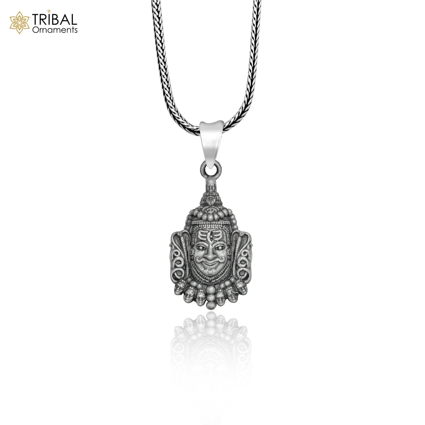 925 sterling silver lord Mahakal  divine Pendant  with chain tribal jewellery nsp1017