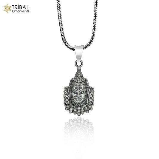 925 sterling silver lord Mahakal  divine Pendant  with chain tribal jewellery nsp1017