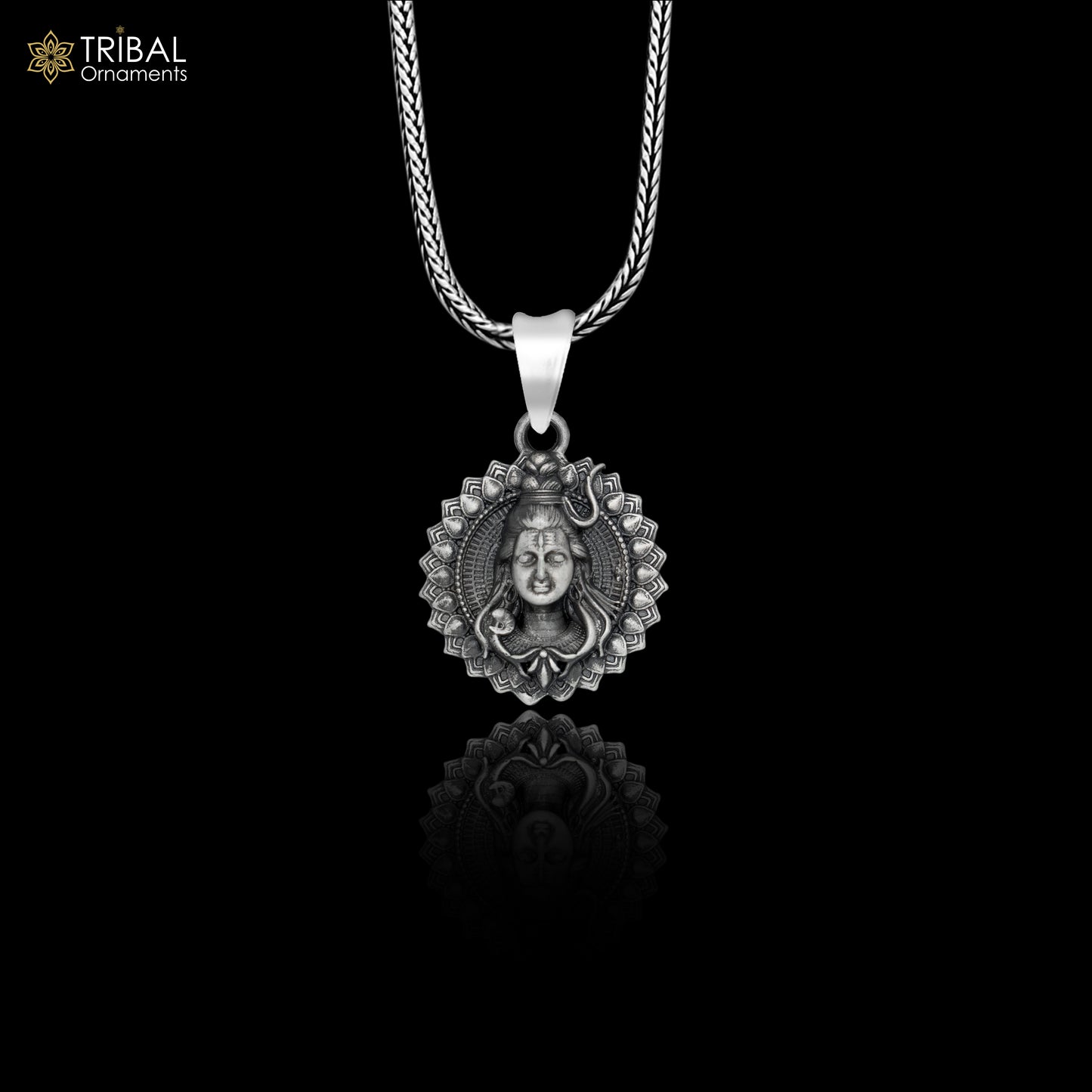 925 sterling silver Lord Shiva Pendant  with chain tribal jewellery nsp1020