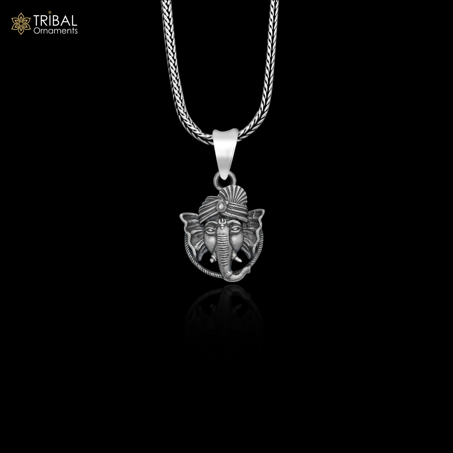 925 sterling silver handmade lord Ganesha Pendant with chain tribal jewellery nsp1028