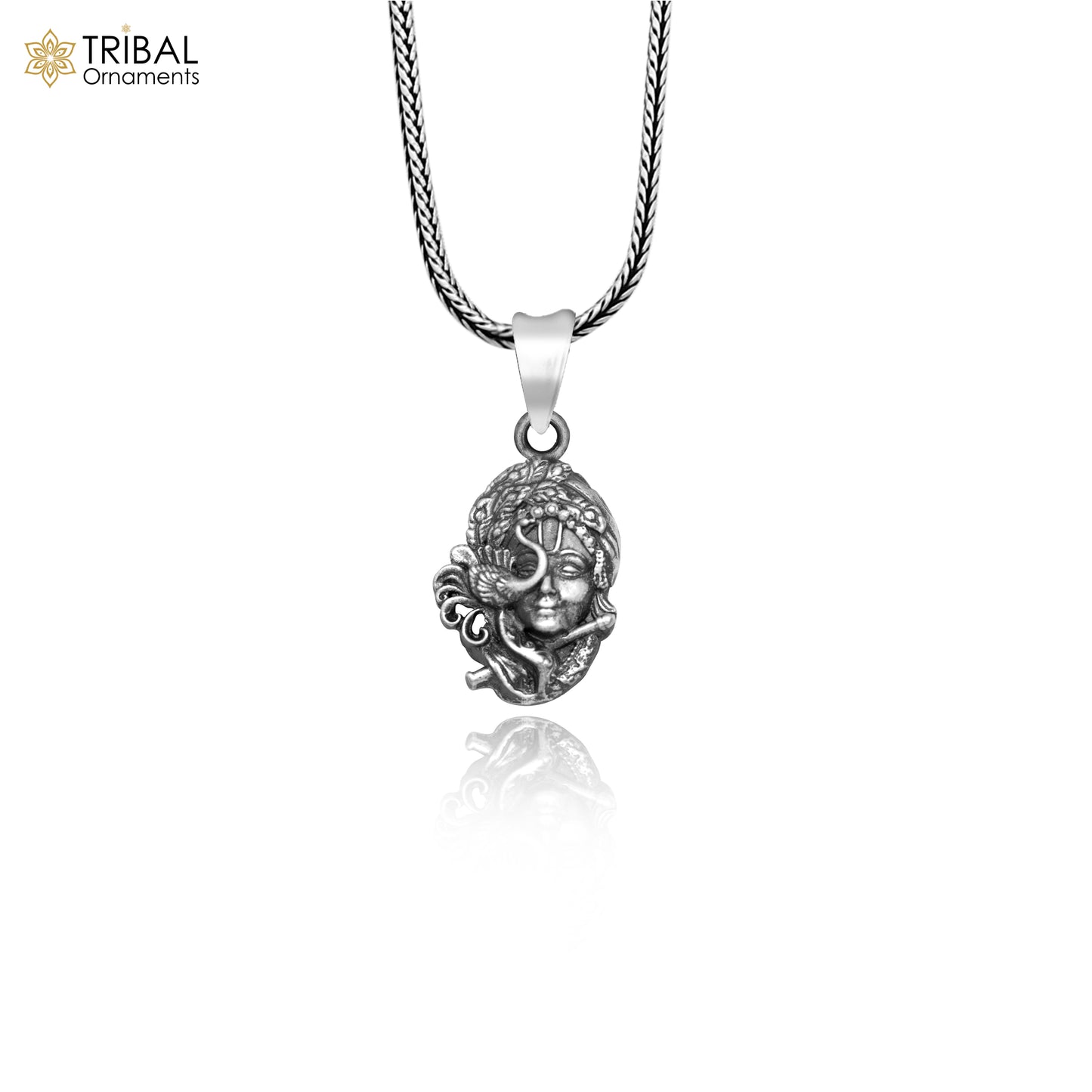 925 sterling silver lord Krishna Pendant  with chain tribal jewellery nsp1036