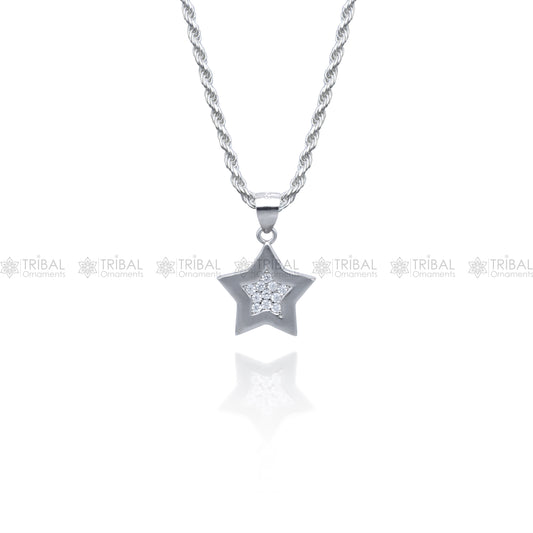 925 Sterling silver Fashionable star design diamond cubic zirconia stone  pendant set nsp972