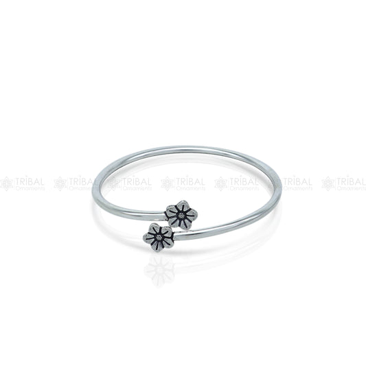 925 sterling silver handmade stylish flower design kada bangle bracelet tribal jewelry nsk859