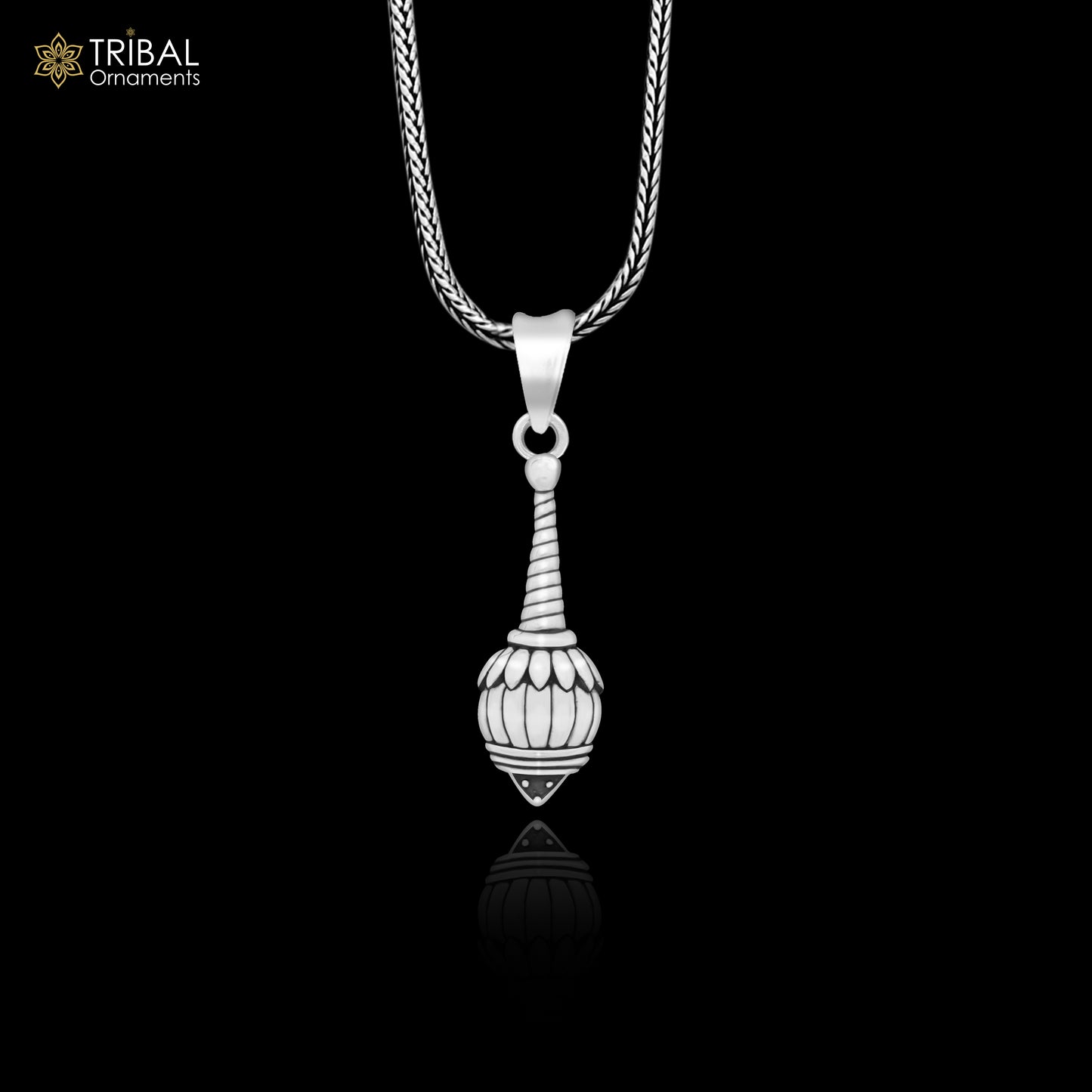 925 sterling silver handmade hanuman weapon Gada pendant symbol of power, wisdom, and resilience nsp676 - TRIBAL ORNAMENTS