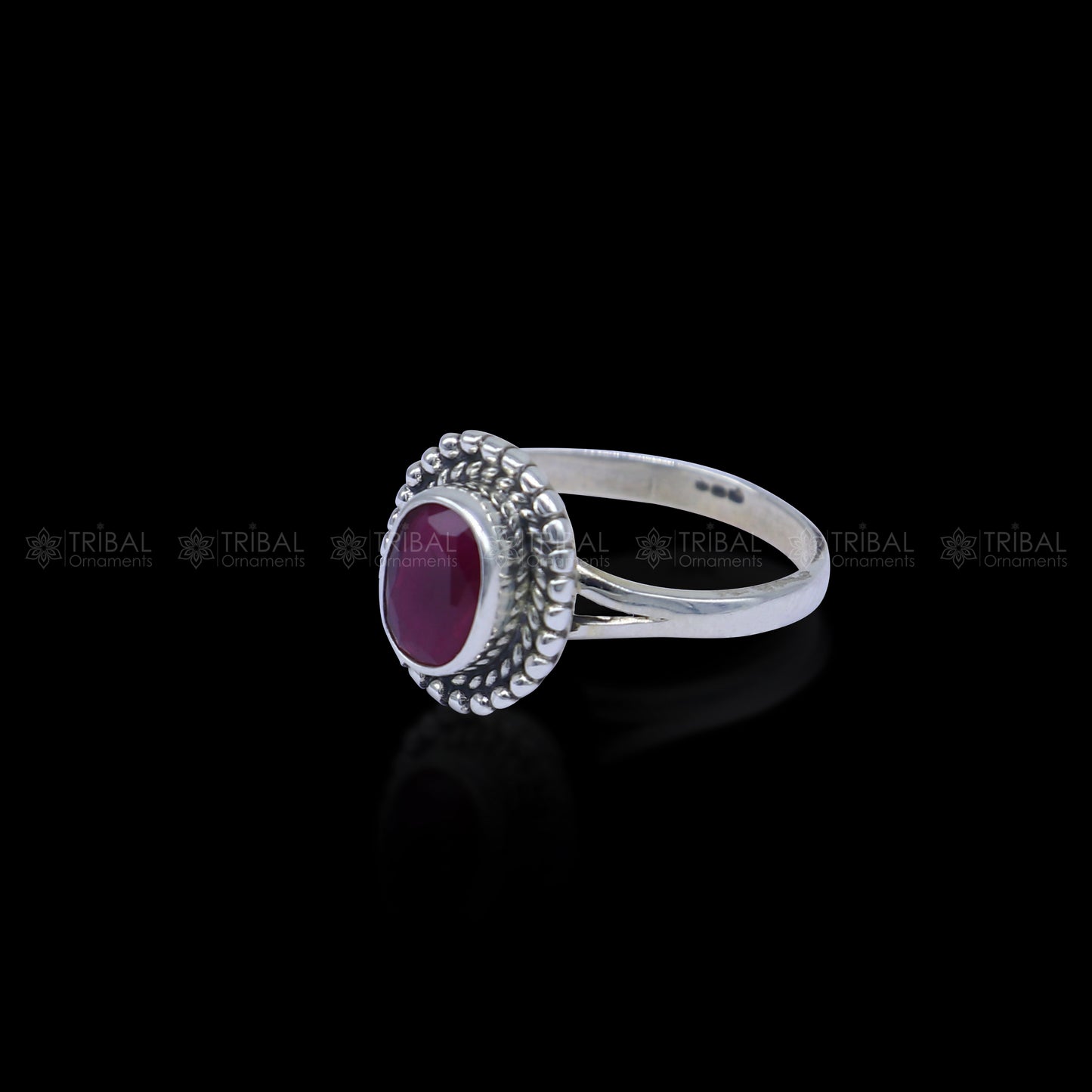 925 sterling silver red colour stone ring Jewelry sr733