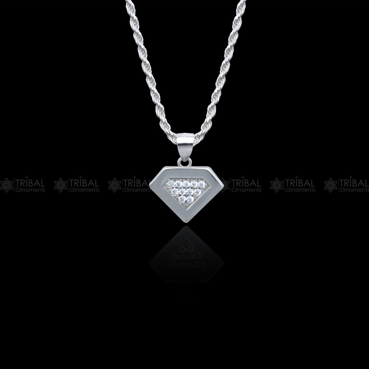 925 Sterling silver sparkle diamond cubic zirconia stone  pendant set nsp970