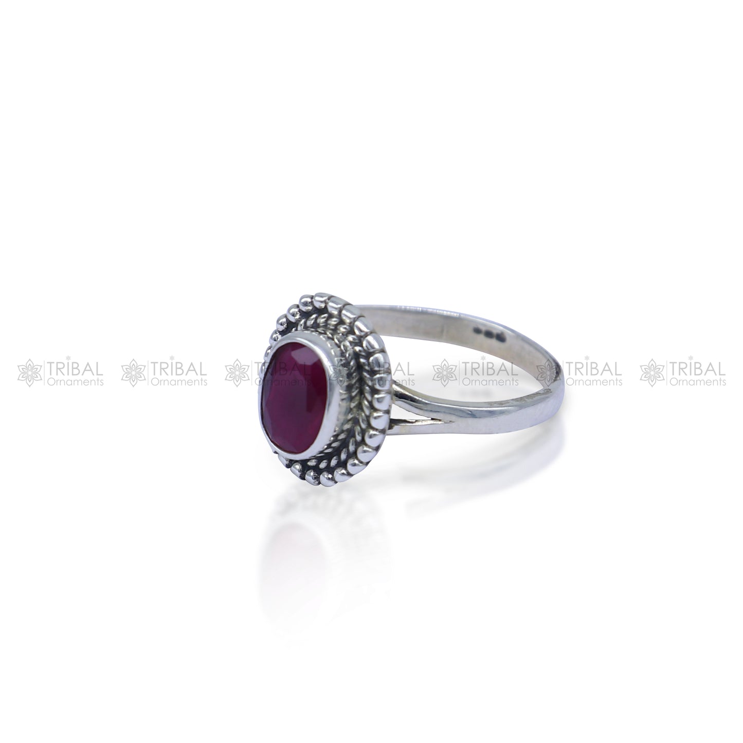 925 sterling silver red colour stone ring Jewelry sr733