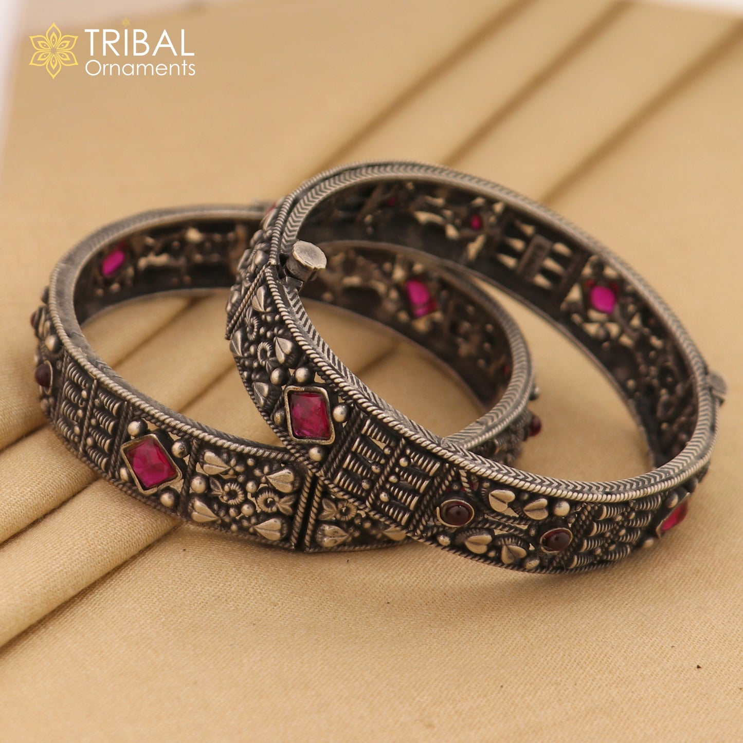 925 sterling silver traditional vintage design bangle bracelet kada stunning tribal brides jewelry  ba107