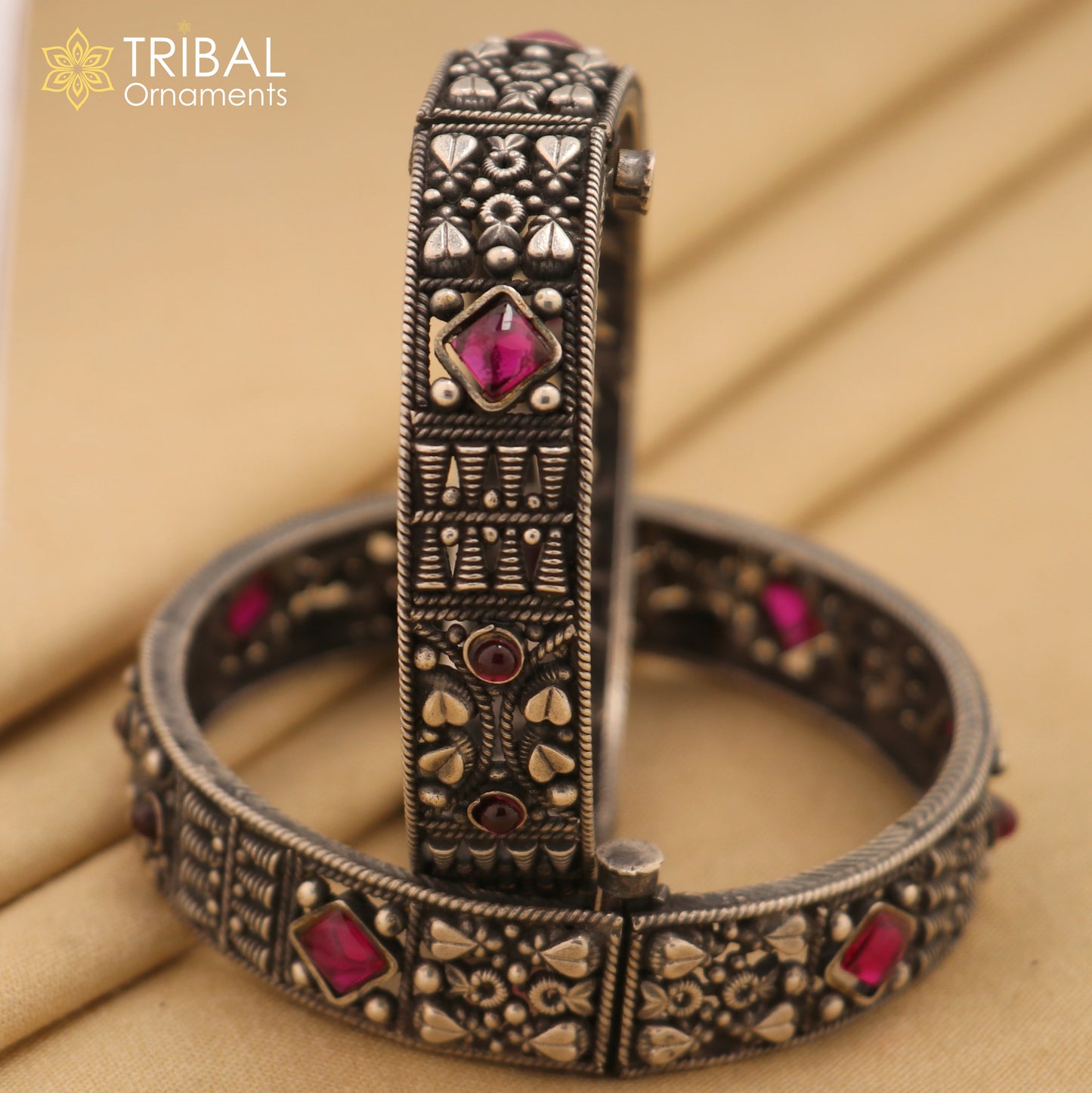 925 sterling silver traditional vintage design bangle bracelet kada stunning tribal brides jewelry  ba107