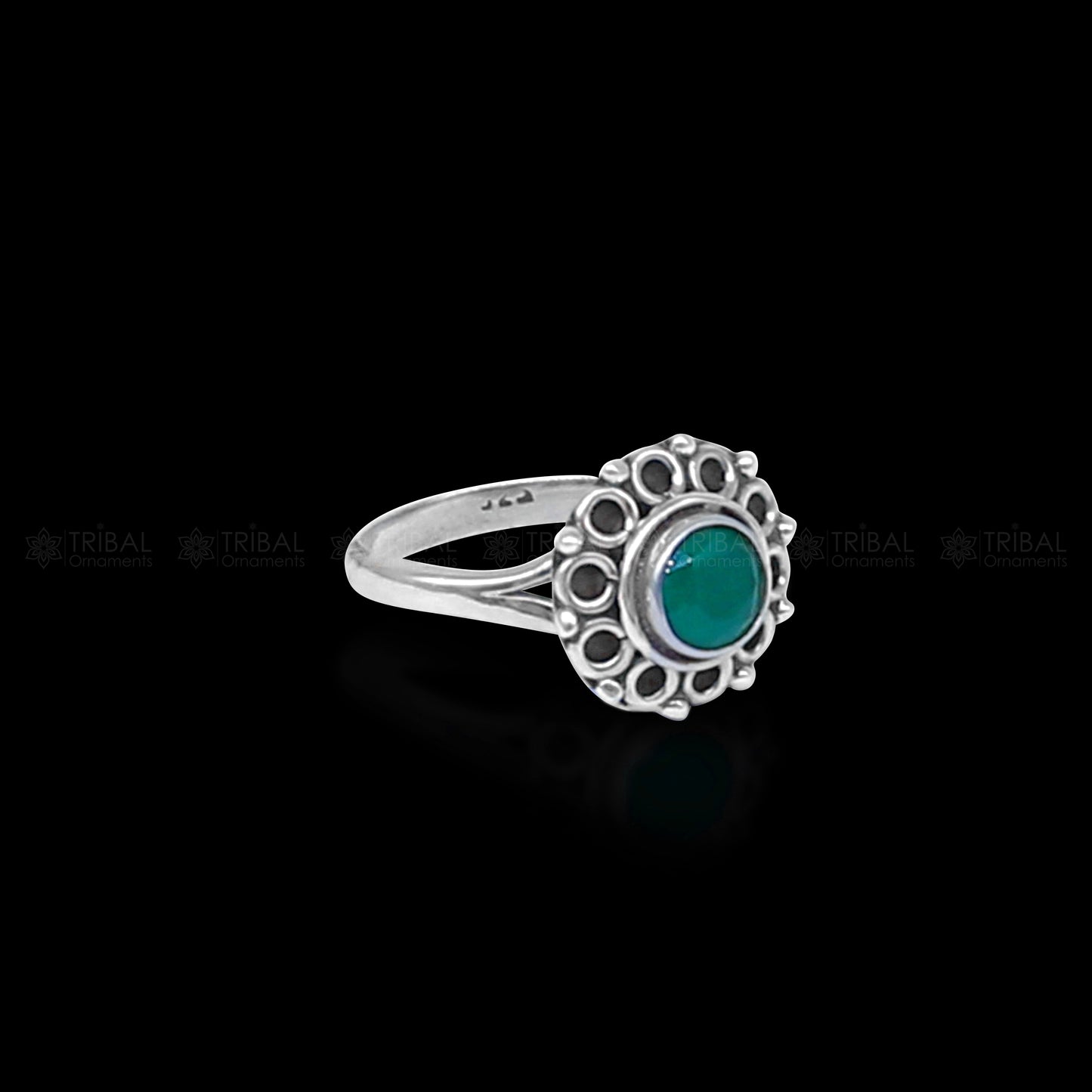 925 sterling silver  green colour stone ring Jewelry sr731