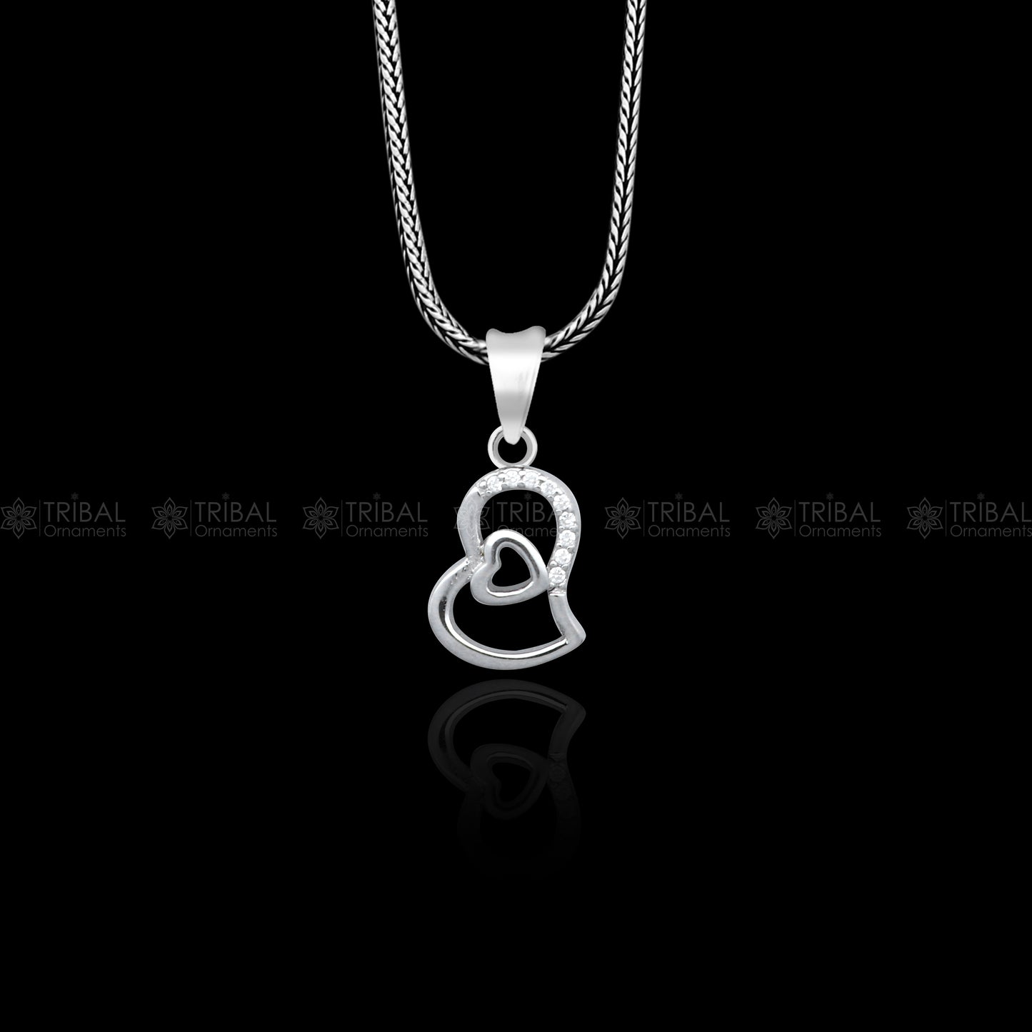 925 Sterling silver diamond heart design pendant nsp940