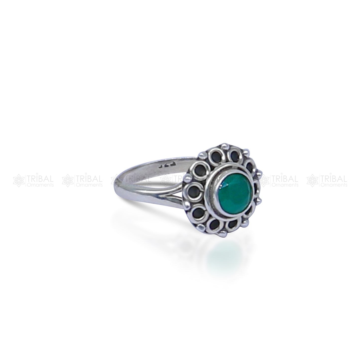 925 sterling silver  green colour stone ring Jewelry sr731