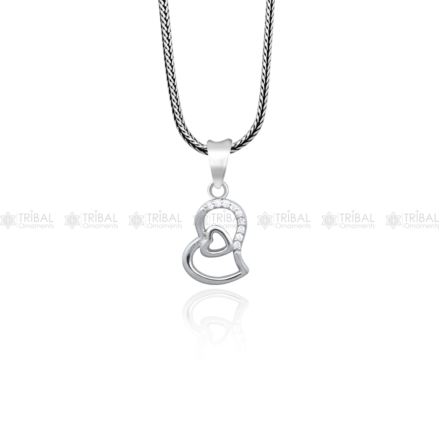 925 Sterling silver diamond heart design pendant nsp940