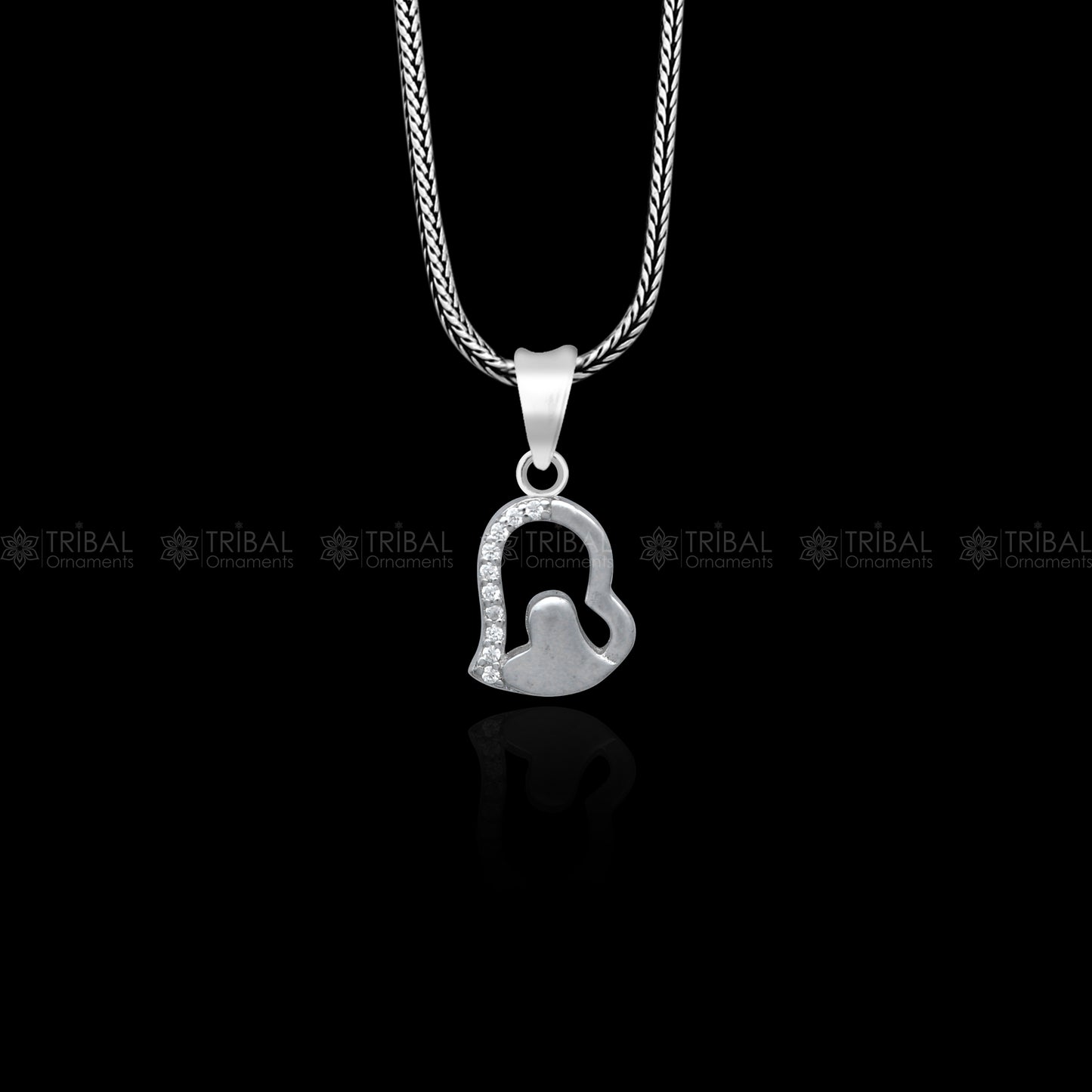 925 Sterling silver diamond heart design pendant nsp941