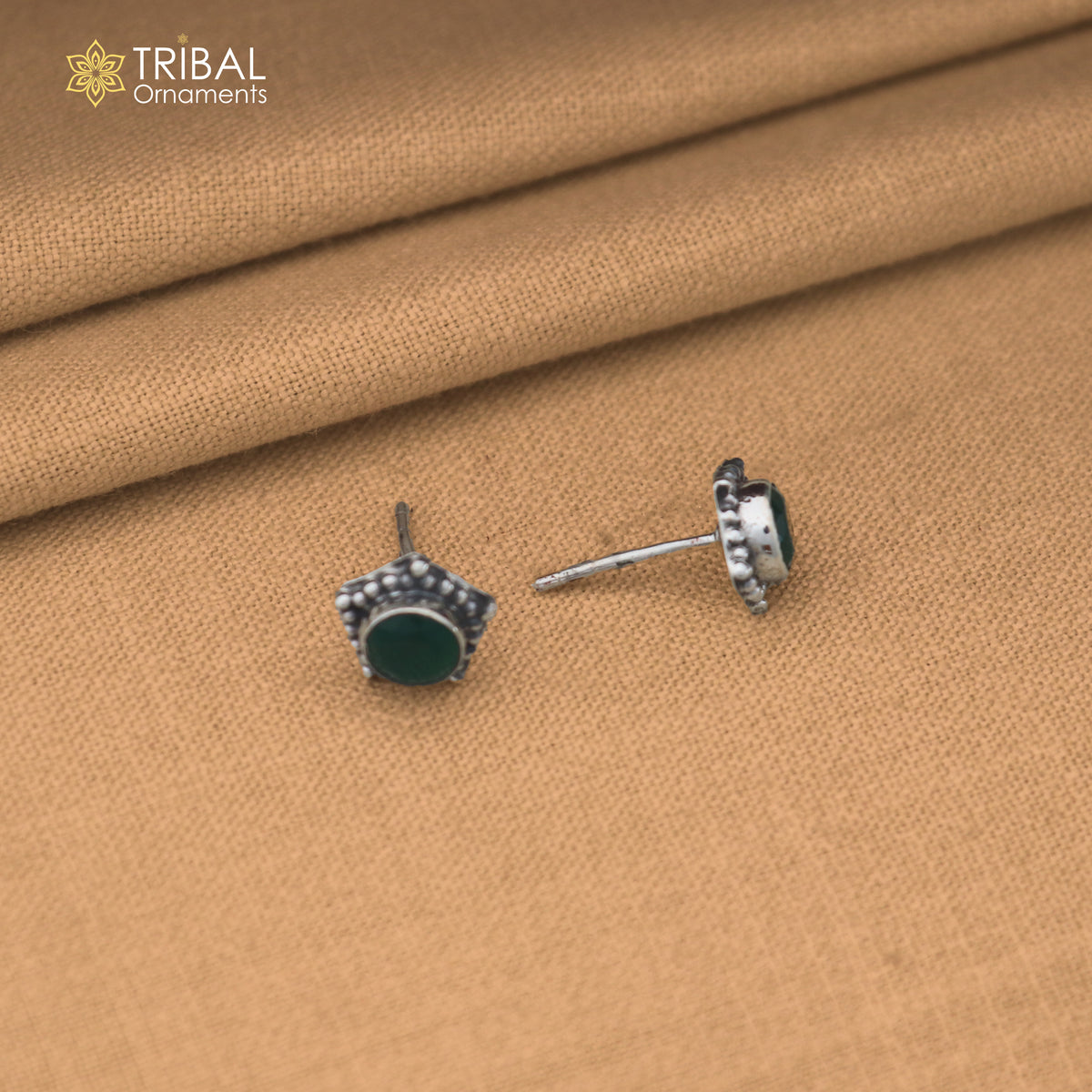 925 sterling silver green stone stud earring best jewelry er394
