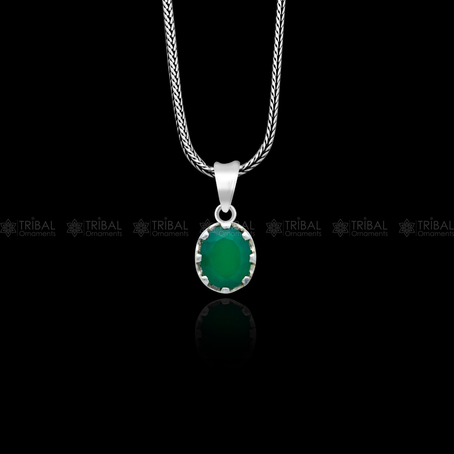 925 Sterling silver unique green diamond onyx pendant nsp949