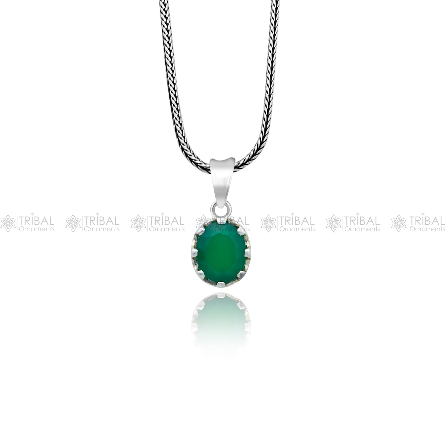 925 Sterling silver unique green diamond onyx pendant nsp949