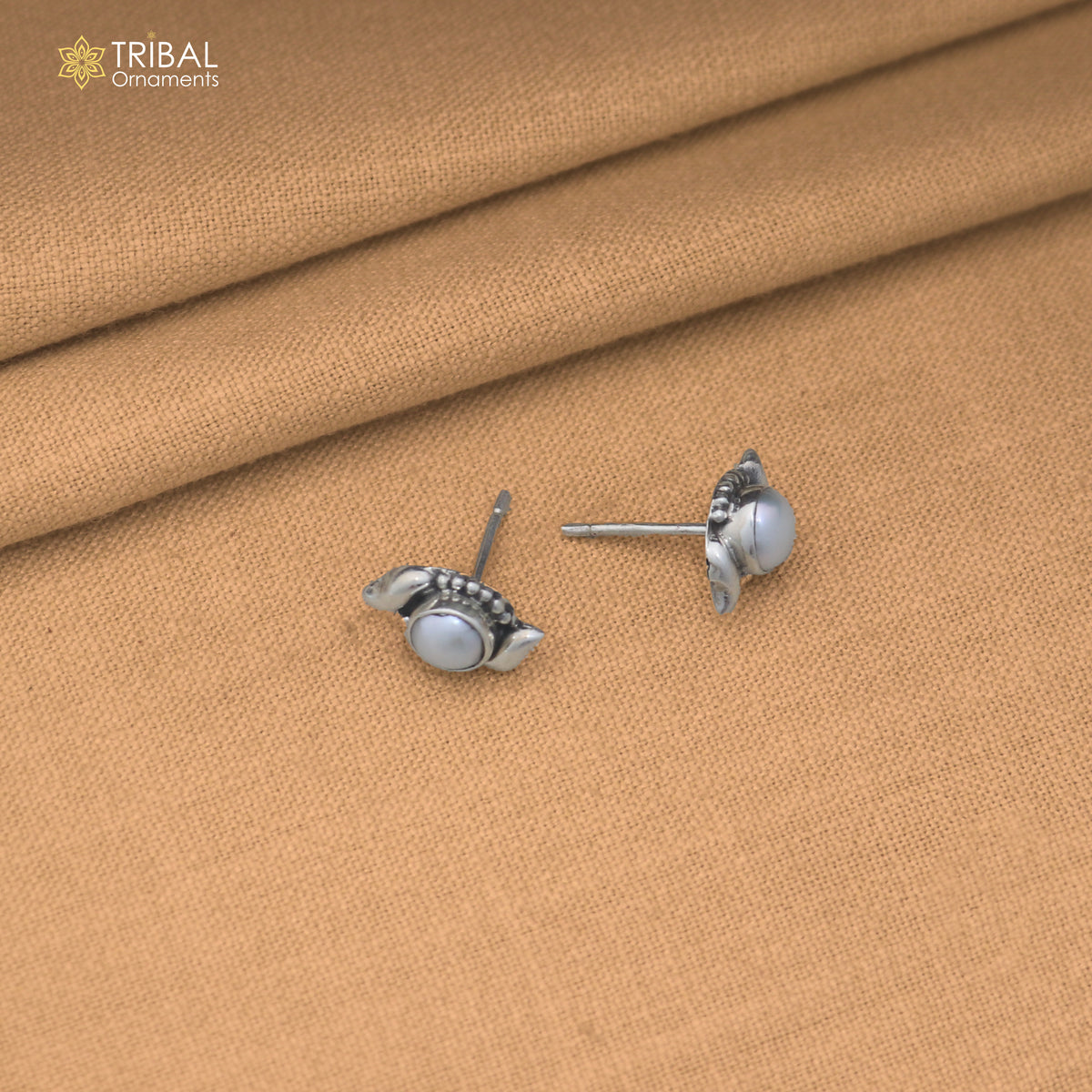 925 sterling silver round shape pearl stone stud earring best unisex jewelry er387