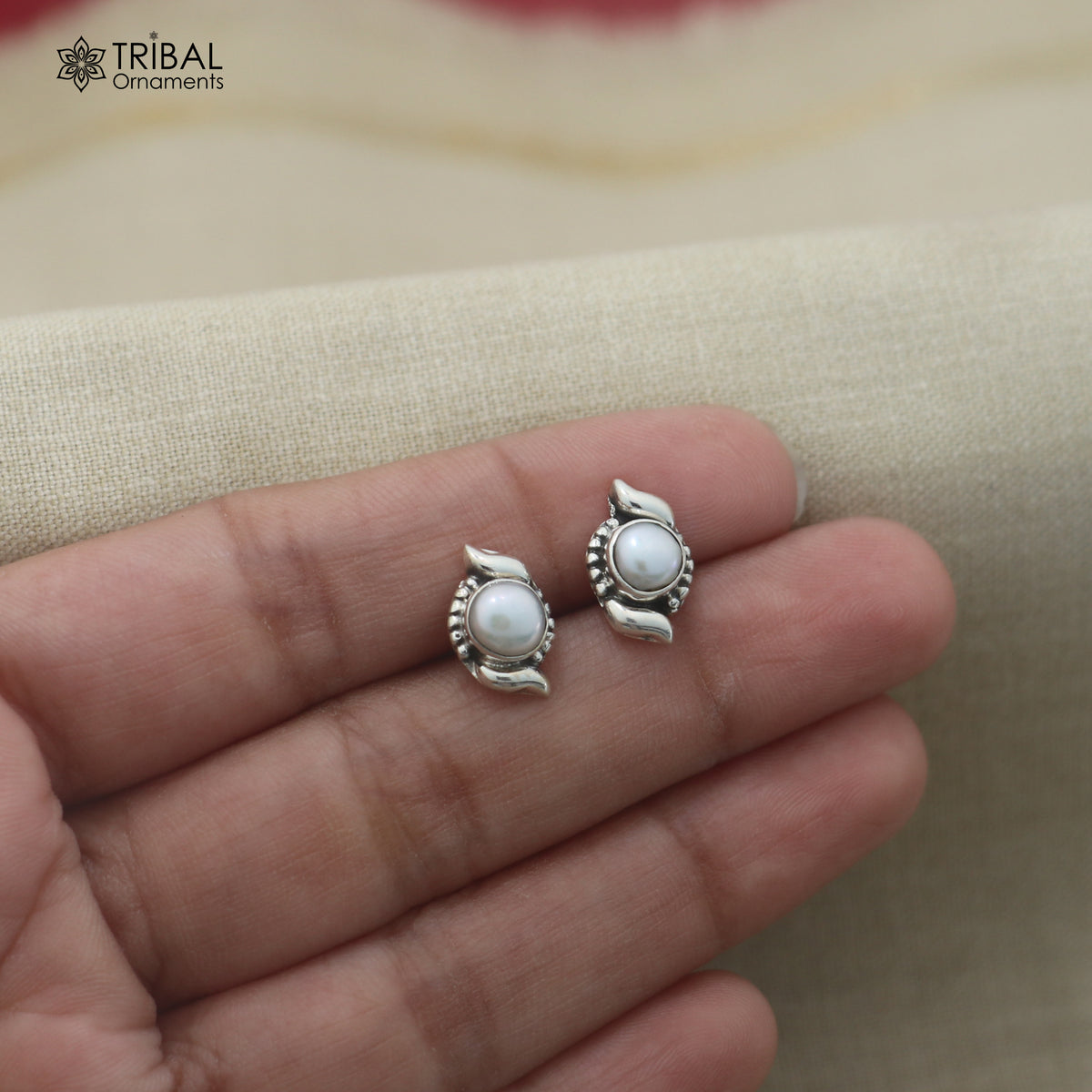 925 sterling silver round shape pearl stone stud earring best unisex jewelry er387