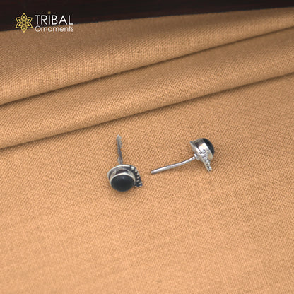 925 sterling silver black stone stud earring best jewelry er404