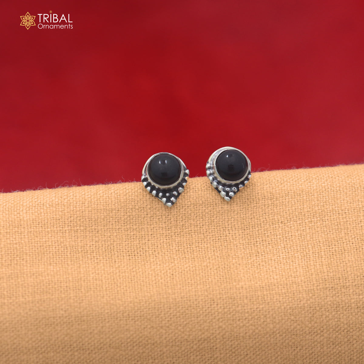 925 sterling silver black stone stud earring best jewelry er404