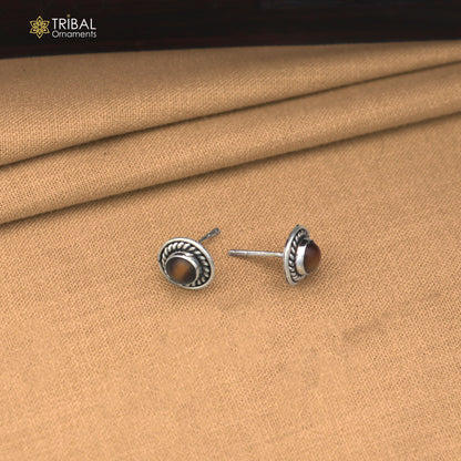 925 sterling silver tiger eye stone stud earring best jewelry er405