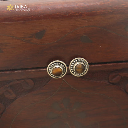 925 sterling silver tiger eye stone stud earring best jewelry er405