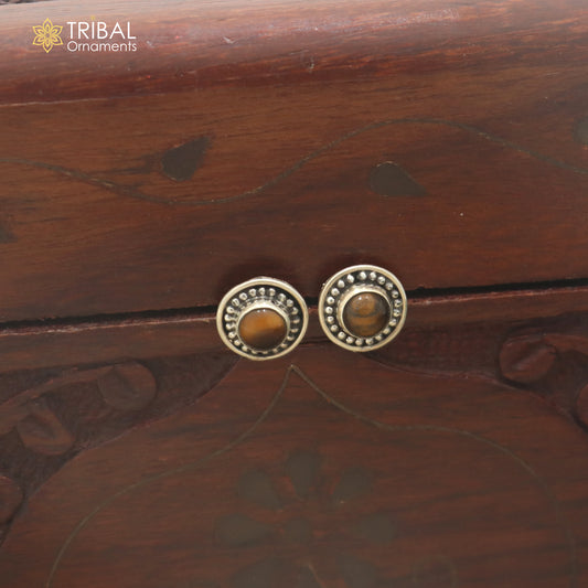 925 sterling silver tiger eye stone stud earring best jewelry er405
