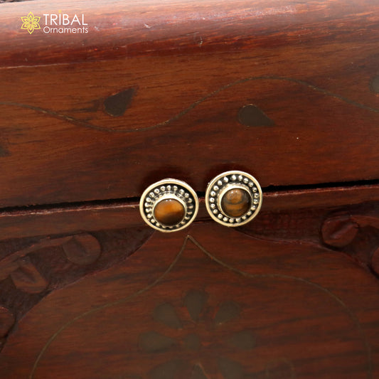 925 sterling silver tiger eye stone stud earring best jewelry er405