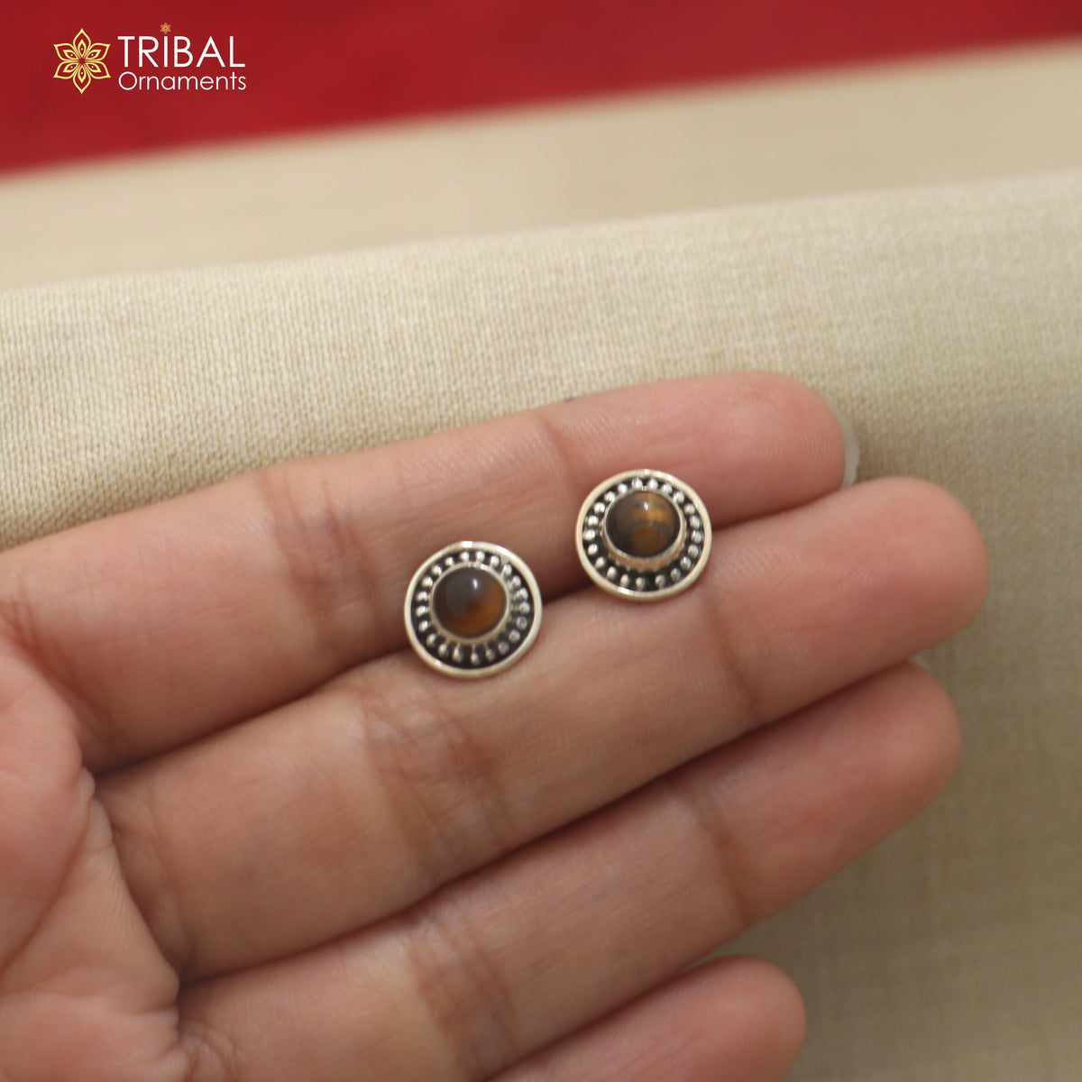925 sterling silver tiger eye stone stud earring best jewelry er405