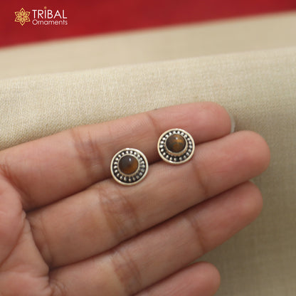 925 sterling silver tiger eye stone stud earring best jewelry er405