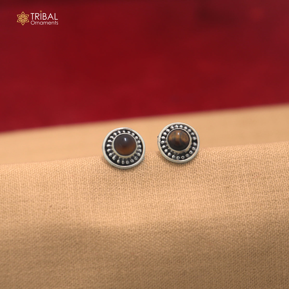 925 sterling silver tiger eye stone stud earring best jewelry er405
