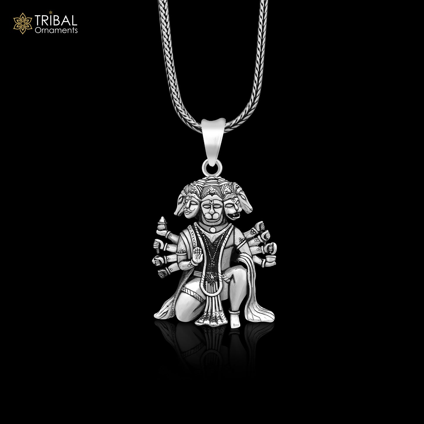 Pure 925 sterling silver handmade Hindu god Lord Panchmukhi Hanuman pendant, amazing designer fabulous pendant unisex gifting jewelry ssp486