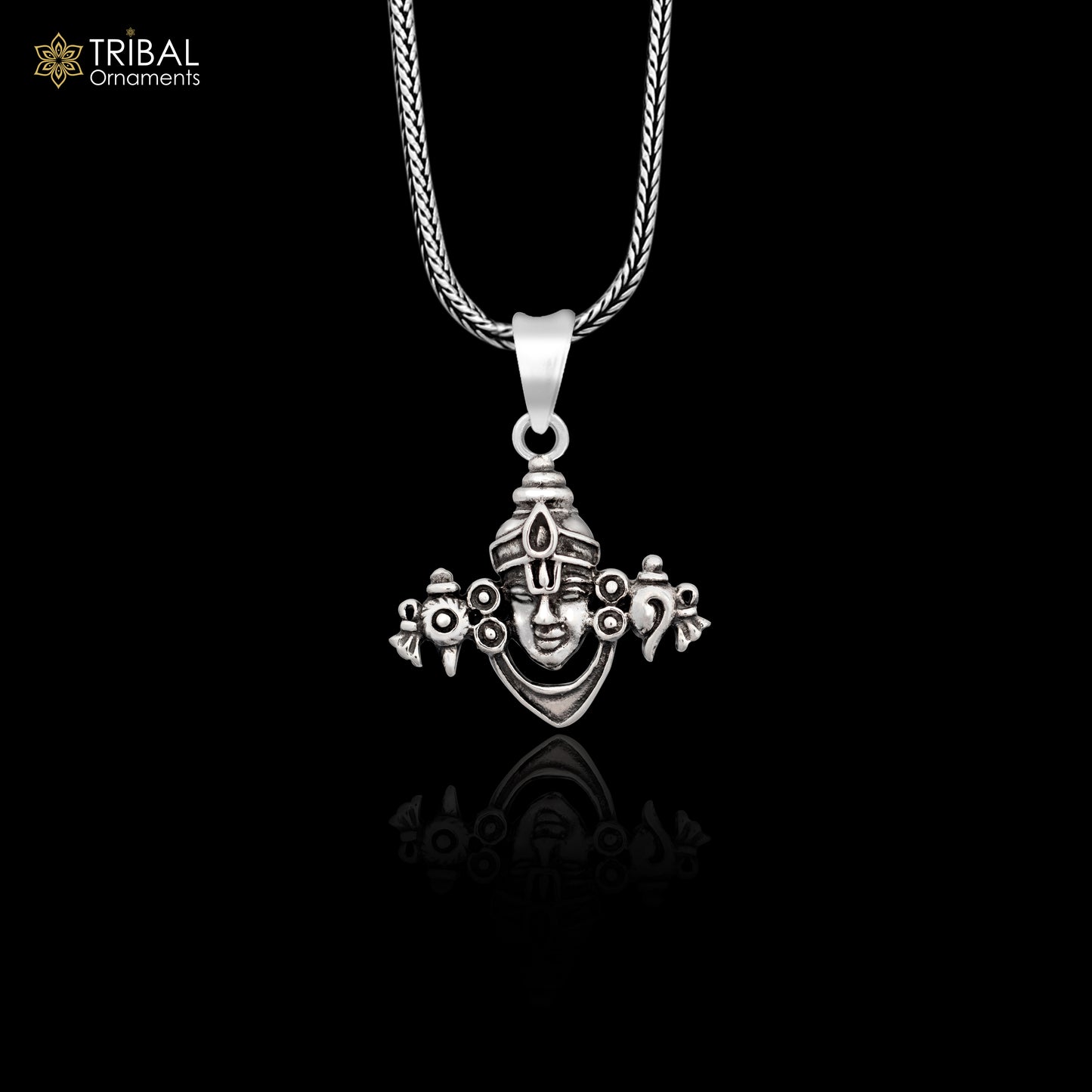 925 sterling silver handmade Hindu idol God  Lord tirupati balaji venketshwara pendant, amazing divineshanku chakra pendant unisex gifting NSP689/ps11