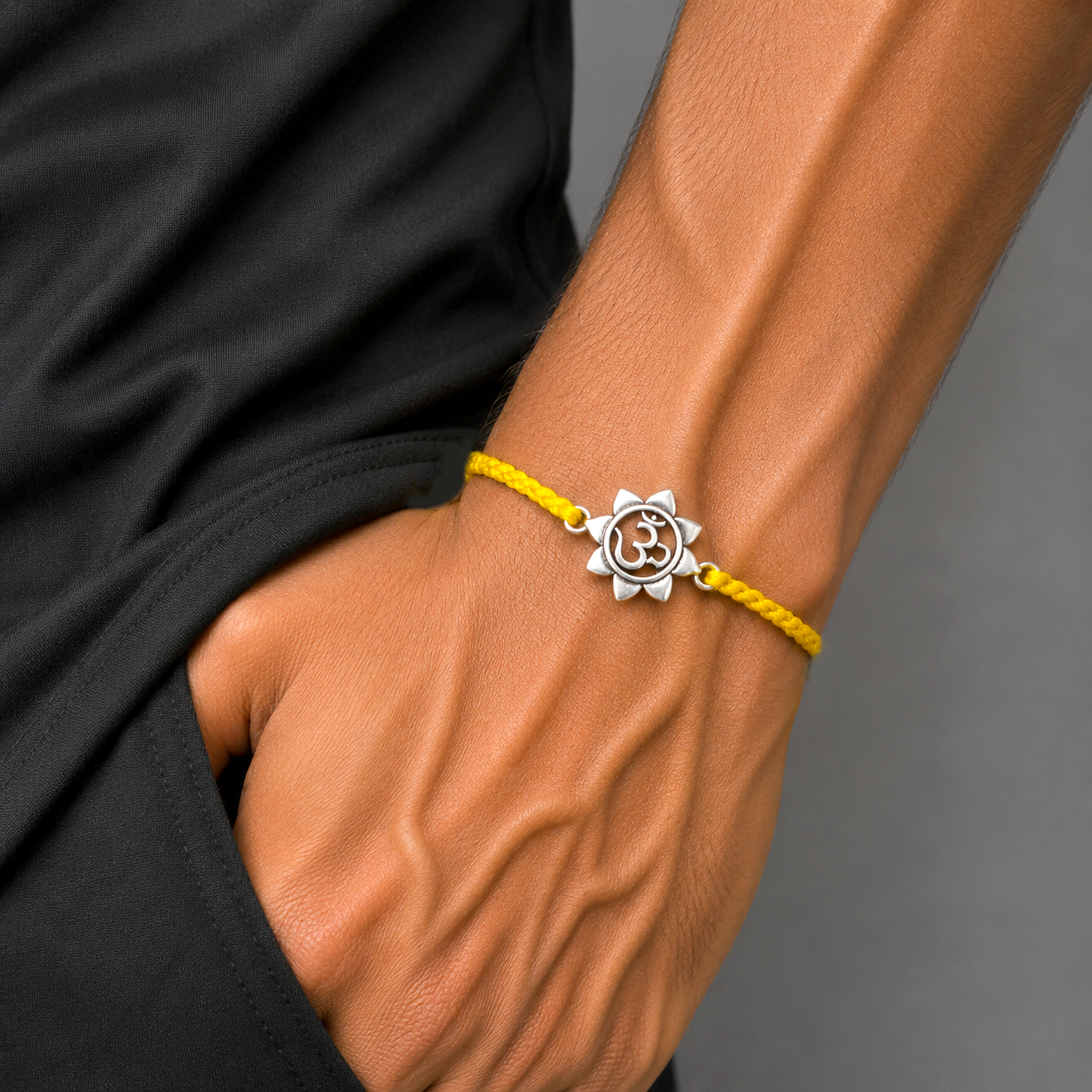 925 Sterling silver "AUM or OM" mantra thread rakhi bracelet rk309