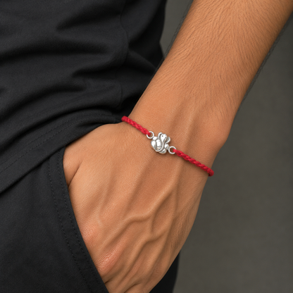 925 Sterling silver Lord Ganesha design thread rakhi bracelet rk335