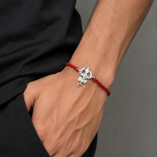 925 sterling silver Trishul / Trident design thread rakhi bracelet rk405