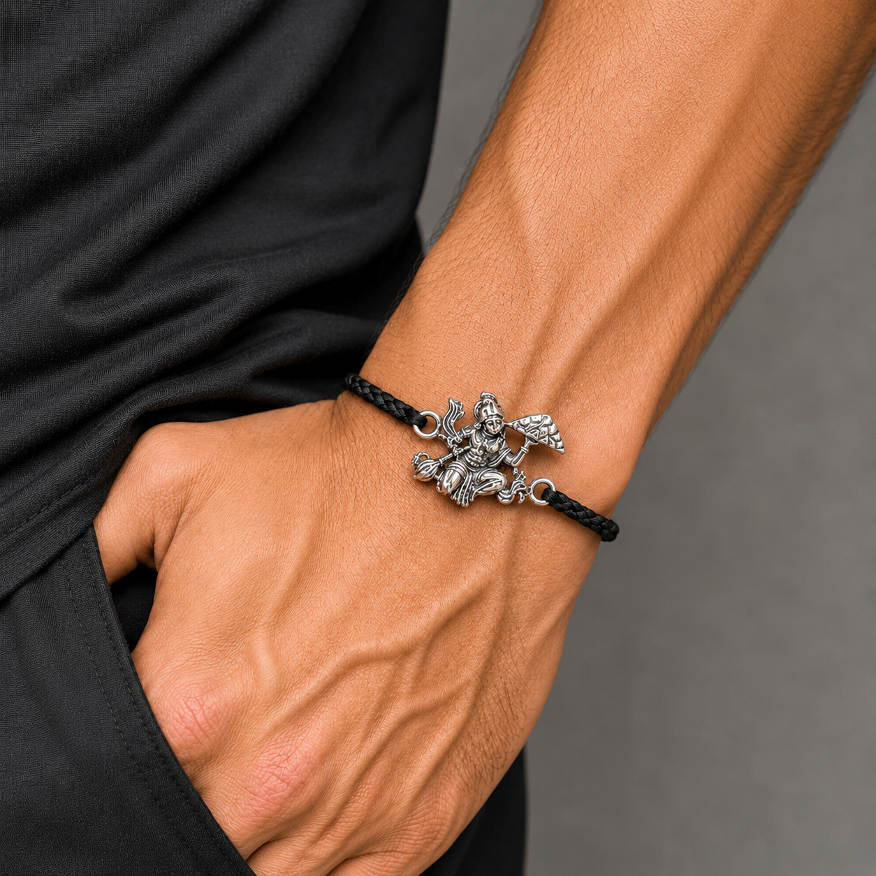 925 Sterling silver Lord Hanuman design thread rakhi bracelet rk333