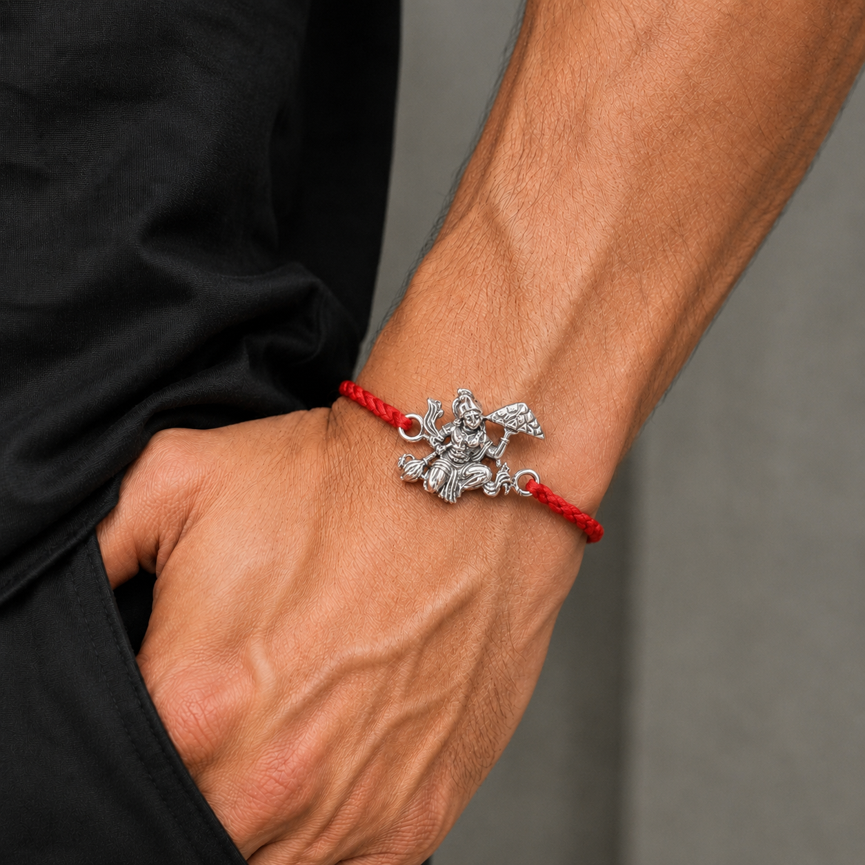 925 Sterling silver Lord Hanuman design thread rakhi bracelet rk333