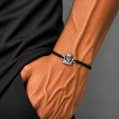 925 Sterling silver Lord Om Sai Ram design thread rakhi bracelet rk342