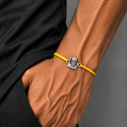 925 Sterling silver Lord Om Sai Ram design thread rakhi bracelet rk342