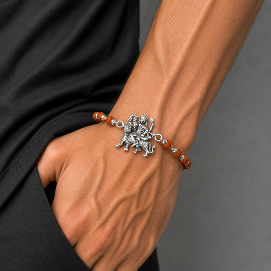 925 Sterling silver divine Bhawani mataji Rudraksha beads bracelet rakhi rk236