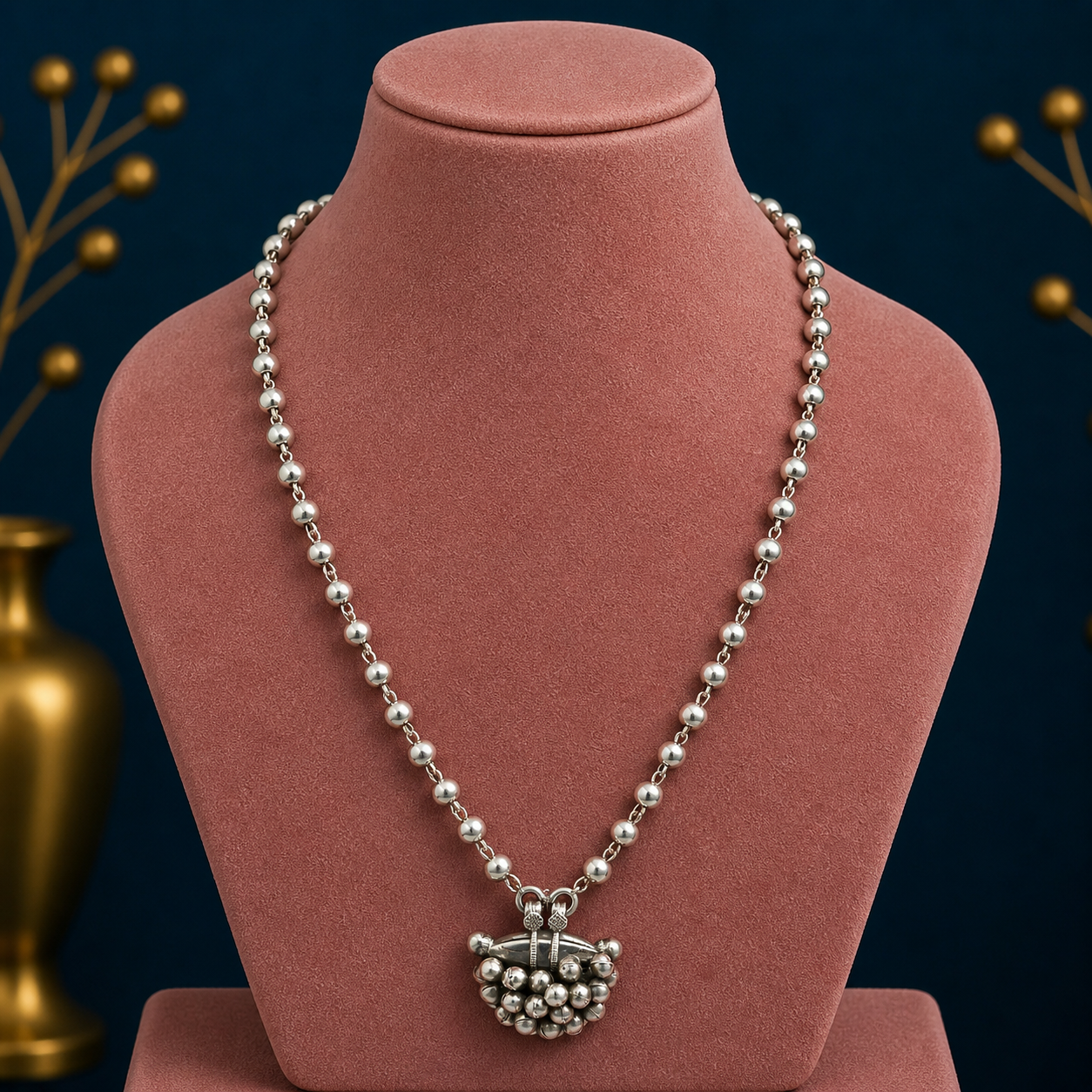 Sterling silver vintage tribal amulet box pendant necklace with intricate ethnic design from Rajasthan by TRIBAL ORNAMENTS.