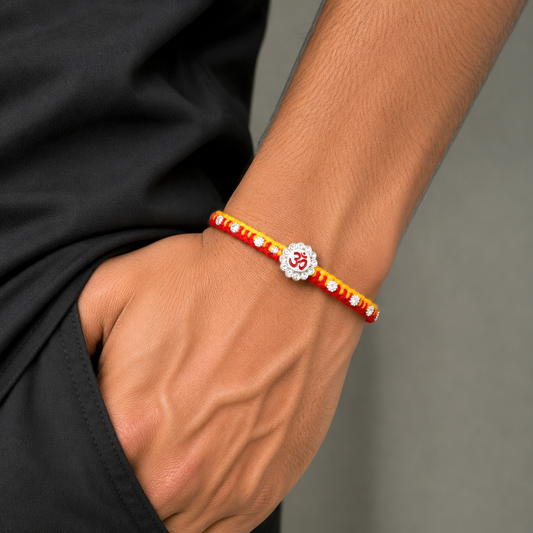 925 sterling silver Om design thread rakhi bracelet rk381