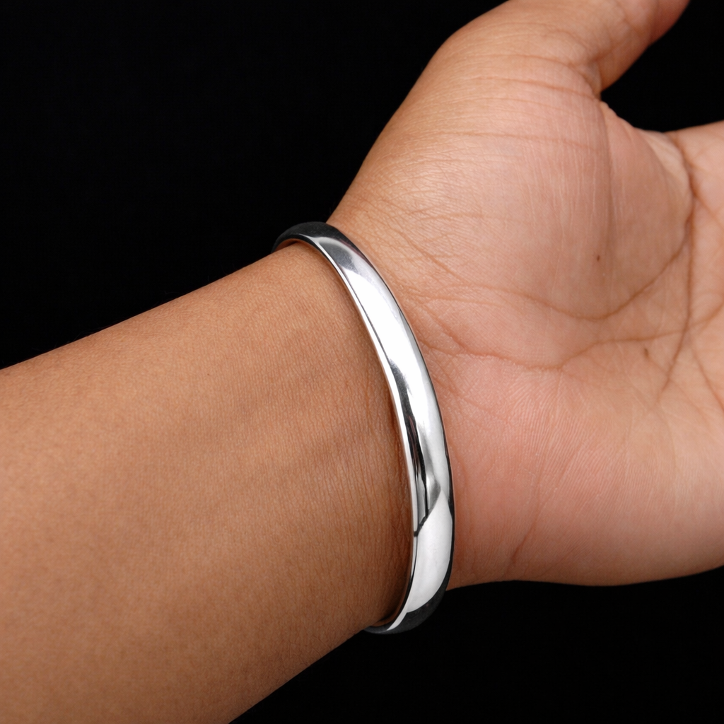 Sterling silver Punjabi sikha kada bangle for men and girls, tribal ornament design, all sizes available for daily wear jewelry.
