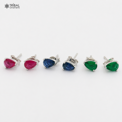 925 sterling silver gorgeous oval shape stone stud earring best unisex jewelry er273