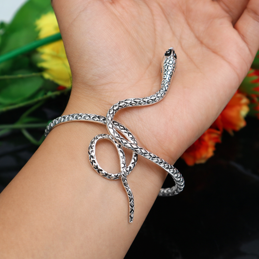 925 sterling silver handmade solid unique snake design cuff bracelet kada, best gifting unisex snake cobra jewelry cuff136 - TRIBAL ORNAMENTS