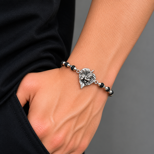 925 sterling silver laddu gopala Design bracelet with rudraksha Tulsi beaded bracelet rakhi rk181