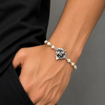 925 sterling silver laddu gopala Design bracelet with rudraksha Tulsi beaded bracelet rakhi rk181