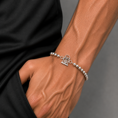 925 sterling silver lord Shiva lingam design Rudraksha,Tulsi beaded bracelet rakhi rk183